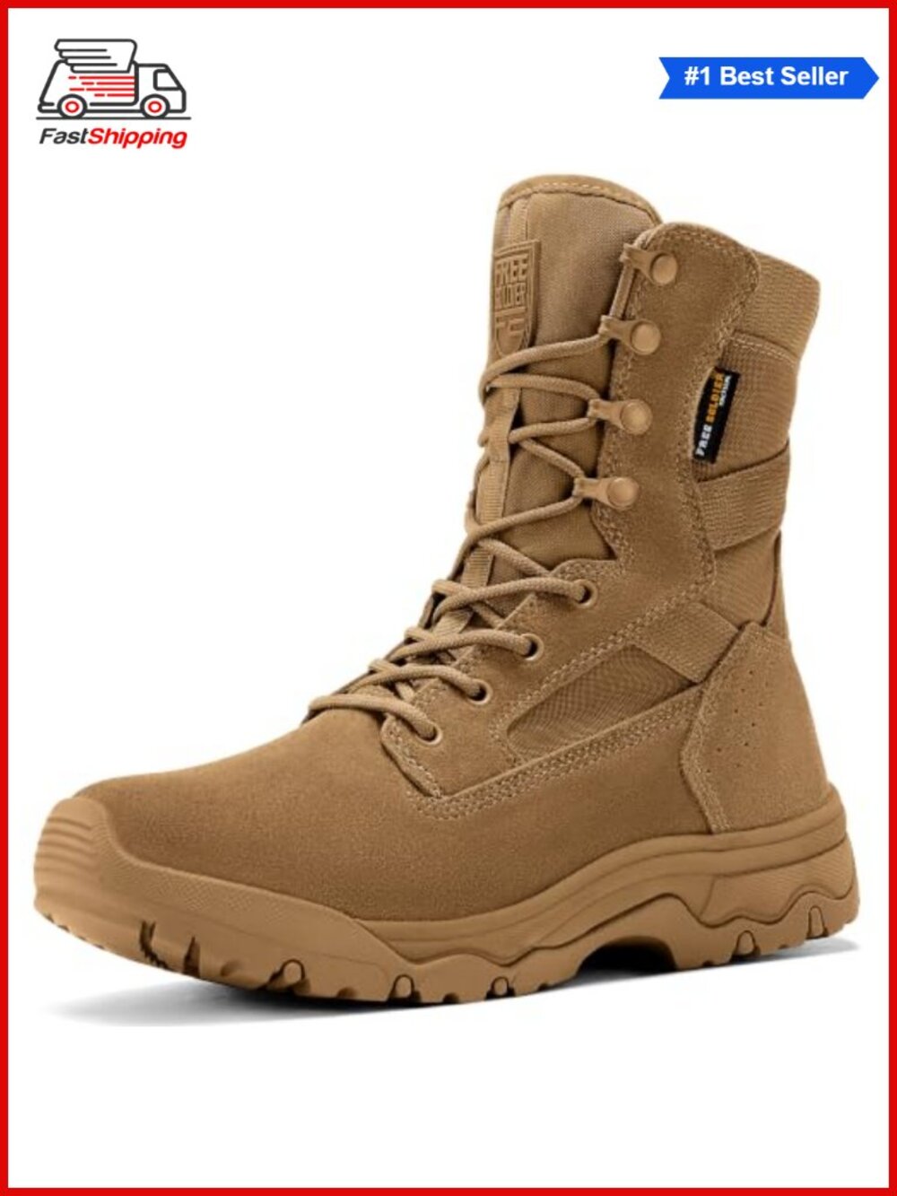 ✨ FREE SOLDIER Men's 8" Military Tactical Work Boots Suede Cordura Ankle Support